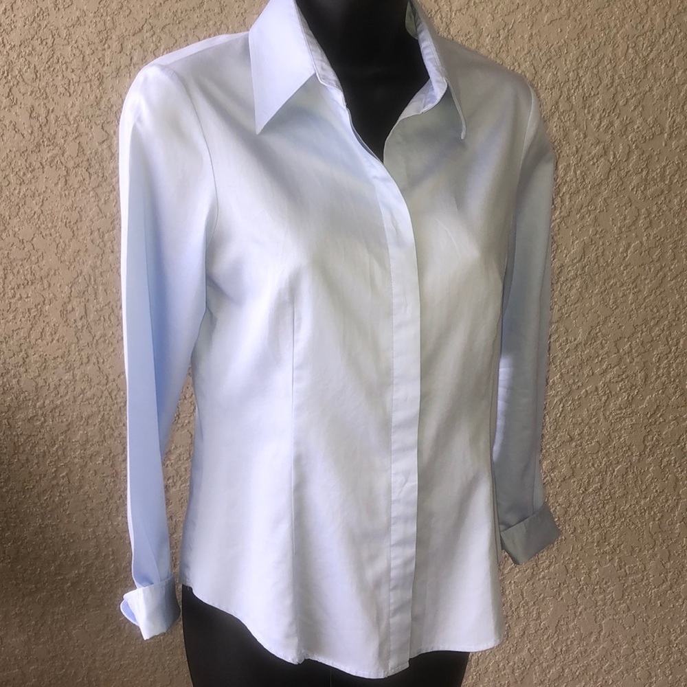 Light blue button down blouse - Picture 6 of 8